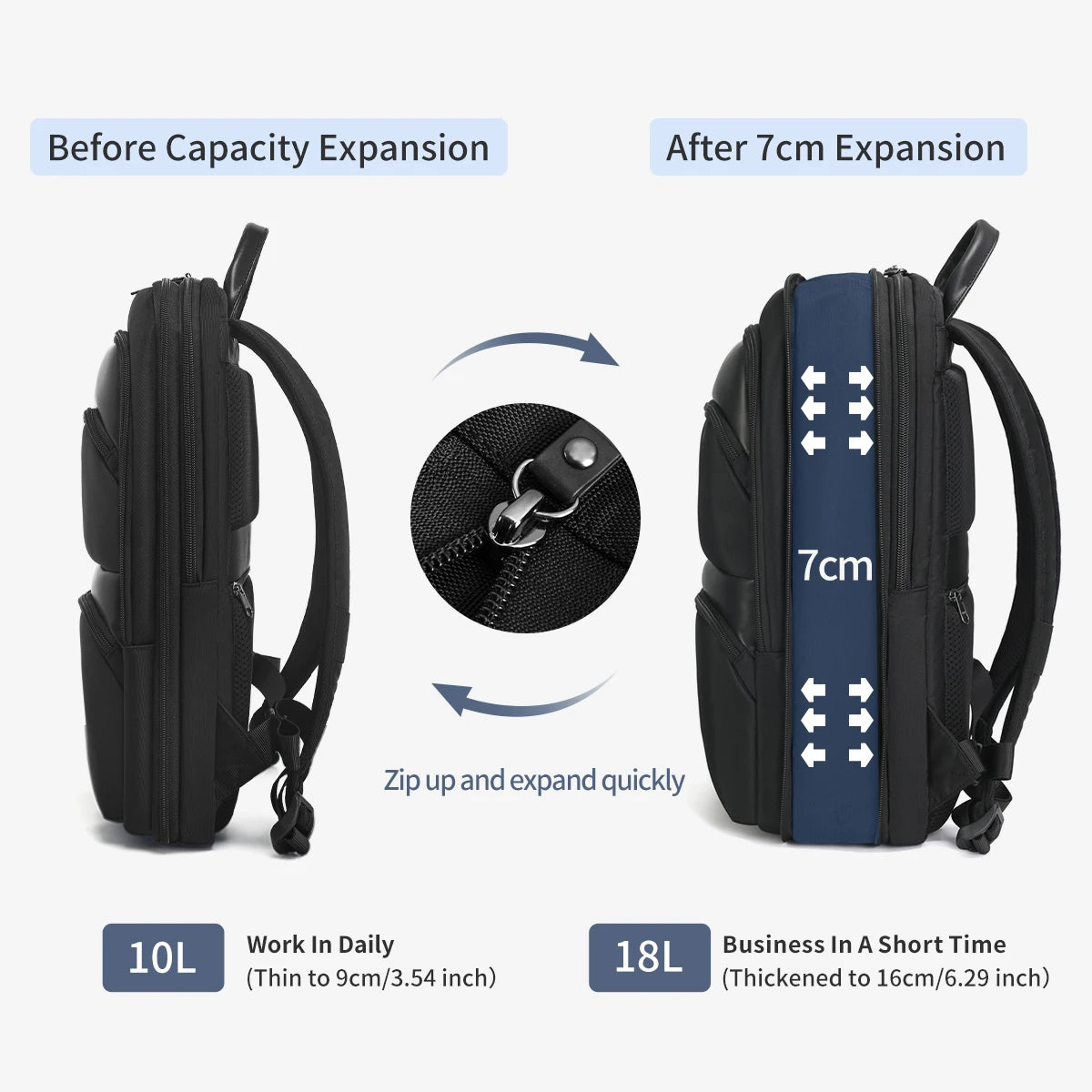 Lifetime Warranty Expandable Men Backpack Thin Travel Back Pack Bag Men Waterproof 14-15.6'' Laptop Backpack Bag For Men Mochila