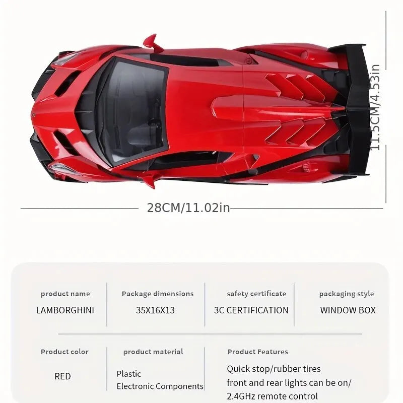 Officially Authorized RC Series, 1:24 Ratio Electric Sports Racing Hobby Toy Car Lamborghini Model Vehicle, Birthday Gift for Bo