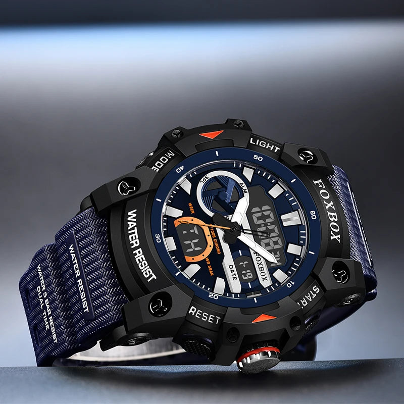 FOXBOX Military Quartz Watch For Men Chronograph Sport Luxury Silicagel Strap Luminous 50M Waterproof Men Watches 2024 New LIGE