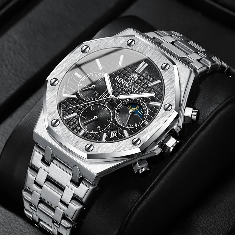 2024 New Man Quartz Wristwatch High Quality Men Watch Luxury Waterproof Luminous Date Stainless Steel Men's Watches Casual Clock