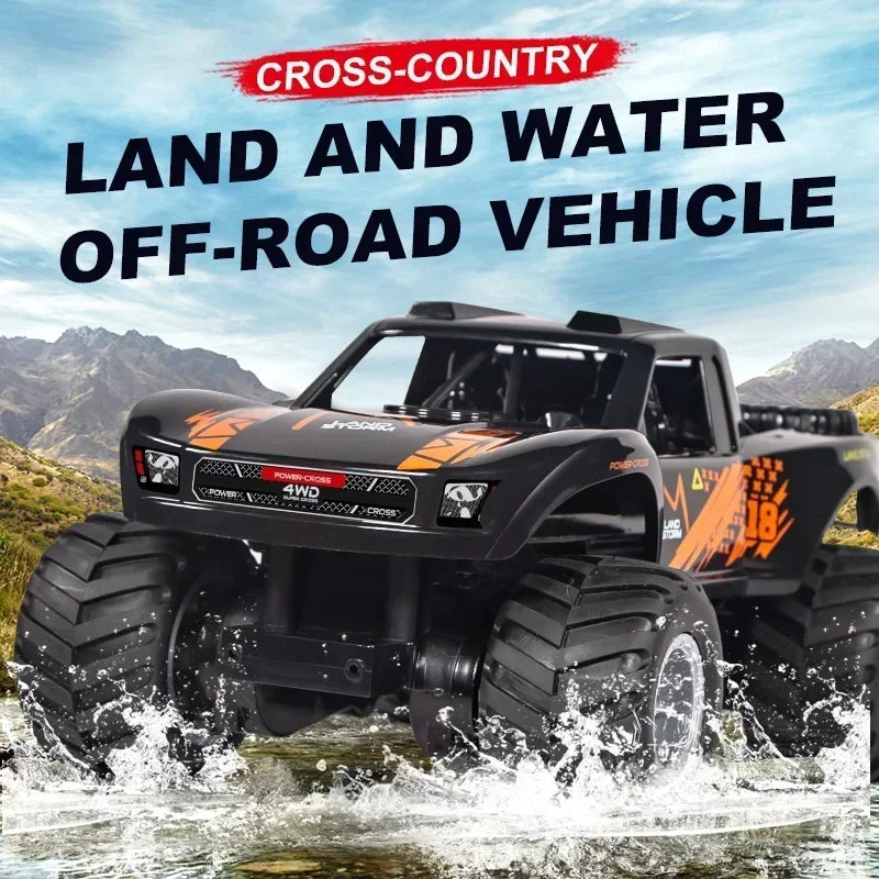 4WD RC Car Amphibious Off-Road Vehicle 2.4G Remote Control Water Land Waterproof Crawler Stunt Climbing Truck Toys for Children