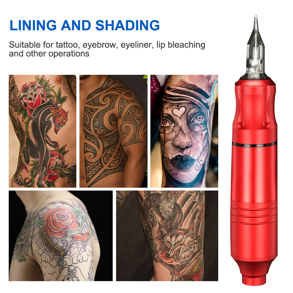 Tattoo Kit Professional Machine Supply Tattoo Rotary Ink Pen Set Aurora Mini LCD Power Supply 5pc Cartridges Needle For Body Art