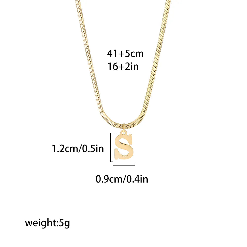 A-Z Alphabet Gold Plated Stainless Steel Pendant Necklace for Women Snake Chain Initial Letter Clavicle Necklaces Collar Jewelry