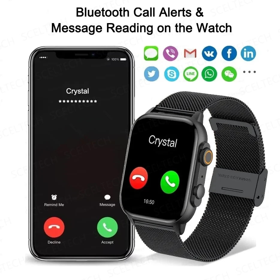 2023 HK9 Pro MAX Smart Watch 9 Mens Women AMOLED HD Screen Heart Rate Blood Pressure NFC Bluetooth Call Smartwatch For Sport