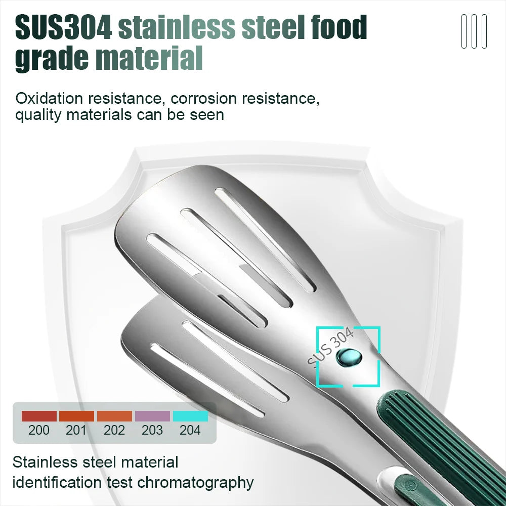 Stainless Steel Kitchen Tongs Silicone Food Tong Non-slip Cooking Clip Clamp Baking BBQ Salad Grill Kitchen Accessories Tools