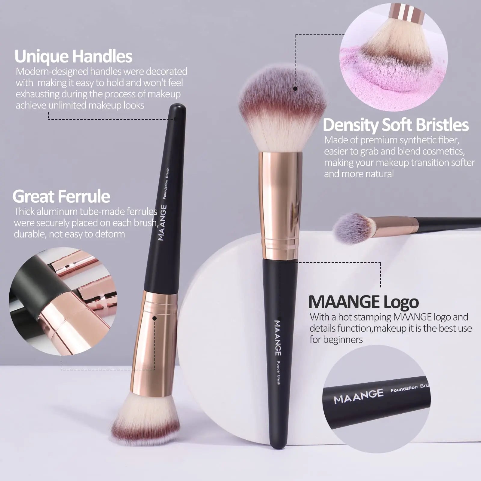 Maange 18Pcs Makeup Brushes Storage Set Soft Bristles Foundation Brushes Eyeshadow Blusher Concealer For Women Beginner Kit