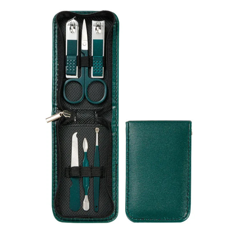 Manicure Set for Men and Women Portable Nail Clipper Scissors 6Pcs Pedicure Kits Green Nail Clipper Set Manicure & Pedicure Tool