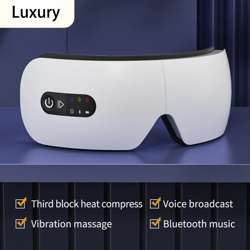 Eye Massage Instrument Vibration Eye Massager Hot Compress Bluetooth Music Eye Care Relieve Fatigue LED Display for Child Adult