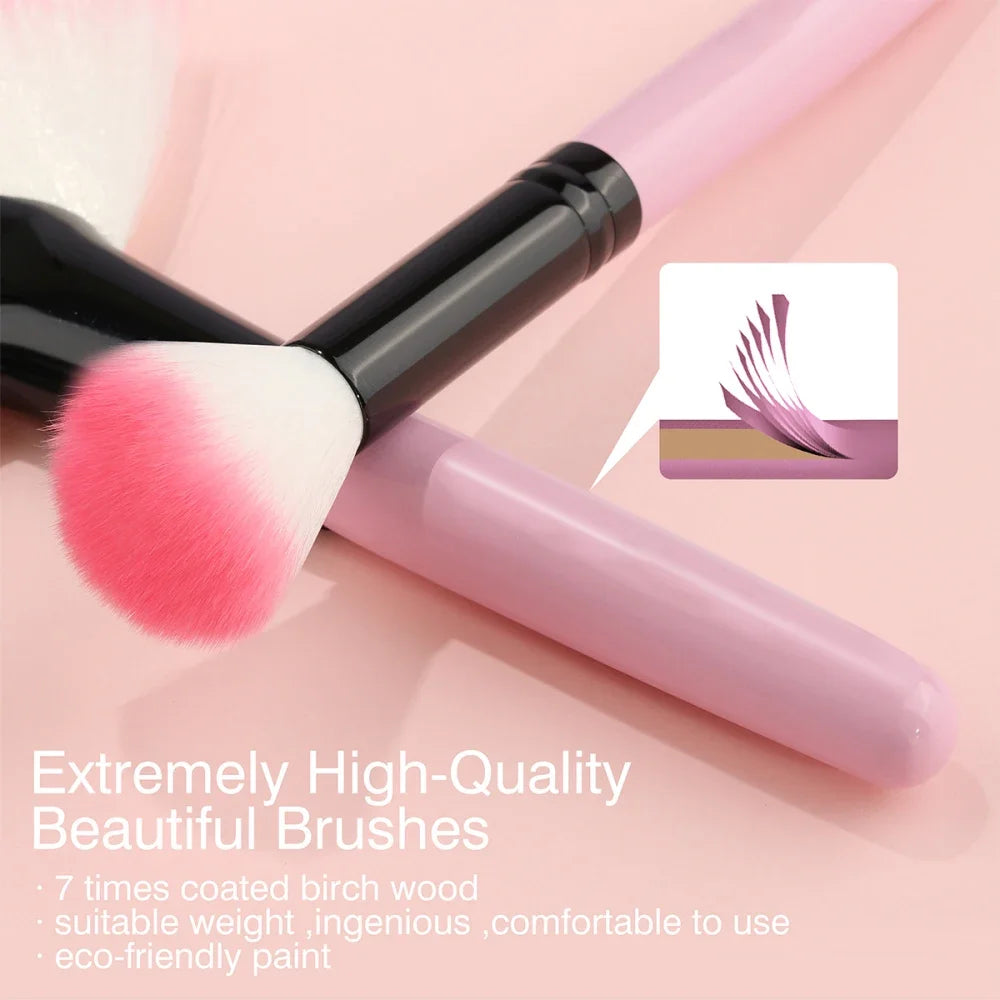 Pink 13Pcs Makeup Brush Soft Fluffy Set For Cosmetics Foundation Blush Powder Eyeshadow Kabuki Blending Makeup Brush Beauty Tool