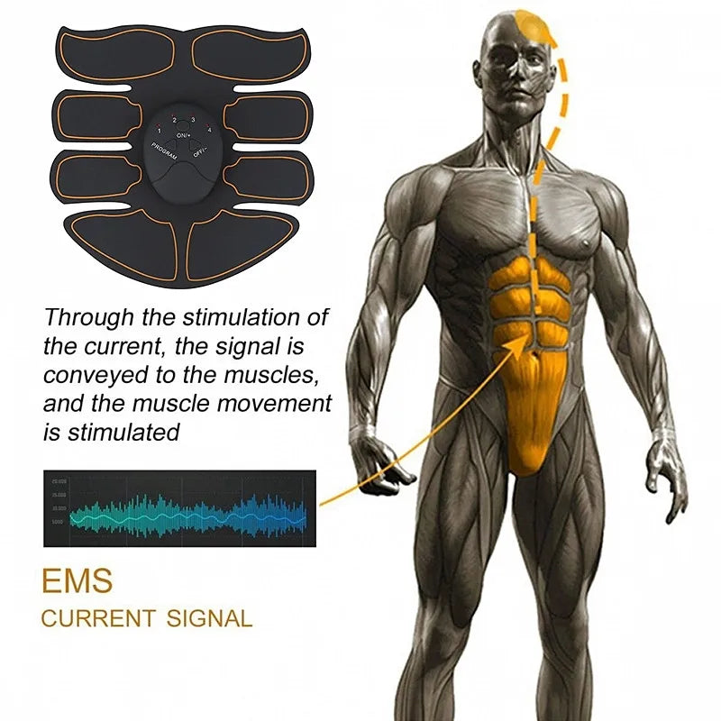 Electric Wireless Muscle Stimulator, Ems, Buttocks, Hips, Trainer, Abdomen, ABS, Stimulator, Fitness, Body Slimming Massager